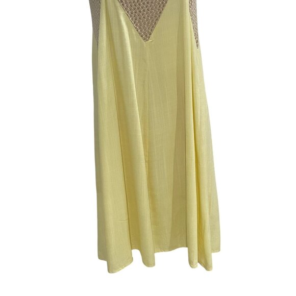 Hayden Los Angeles Yellow Crochet Top Sleeveless Sundress L Boho Flowy Festival - Picture 8 of 9